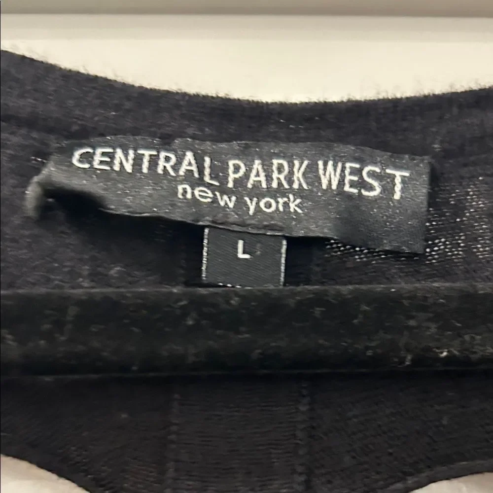 Central Park West Black Sweater with open pattern on back, size large